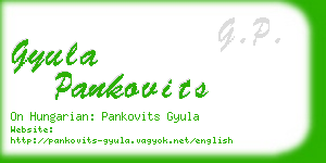 gyula pankovits business card